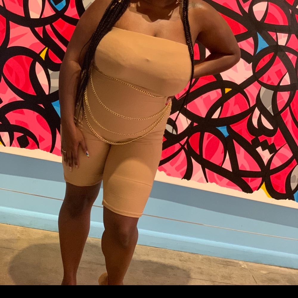 Two strapless rompers!